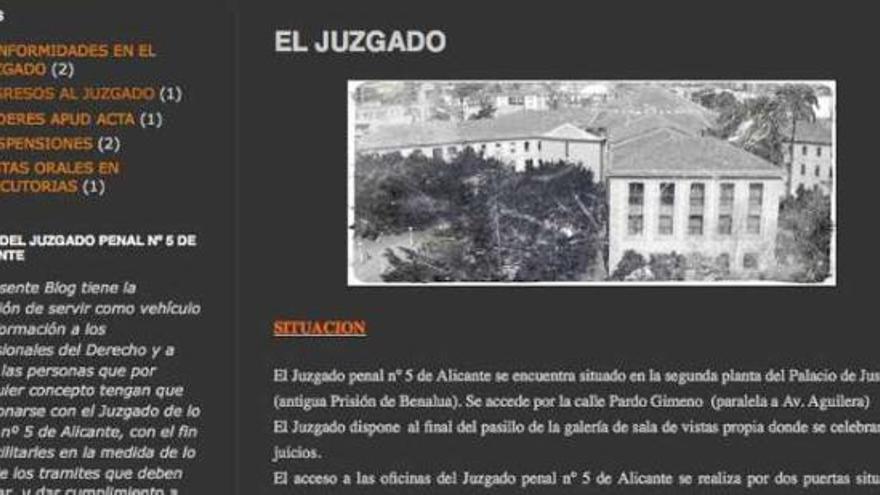 El juzgado de lo Penal 5 de Alicante es el único con un blog activo en la provincia.