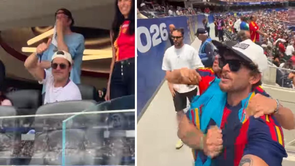 "¡Brad es español!": El divertido momento de Brad Pitt y los hermanos Montoya en el partido España-Bélgica