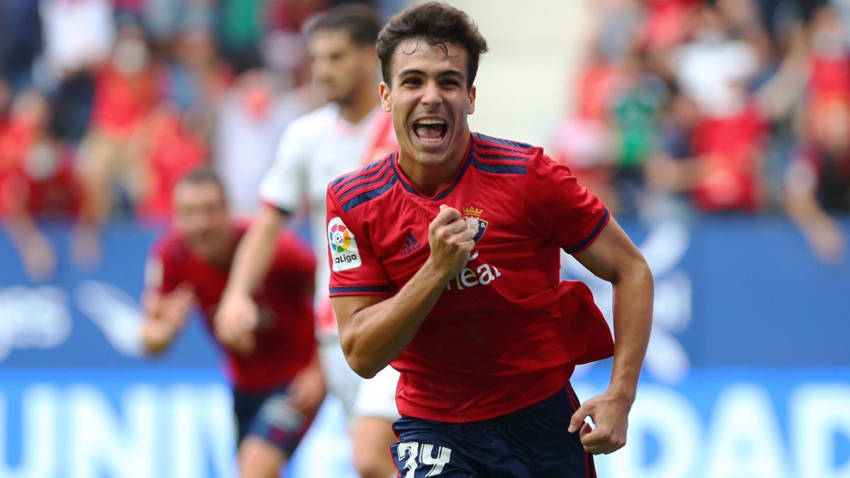 Manu Sánchez en el gol de la victoria ante el Rayo Vallecano