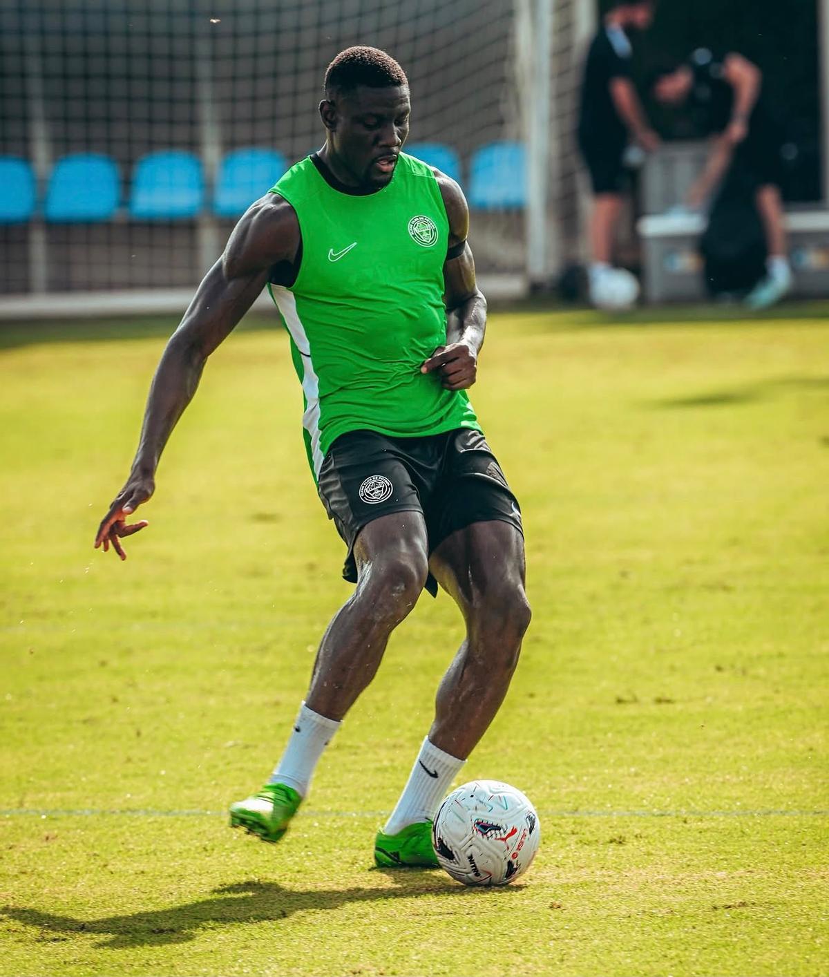 Bambo Diaby, durante un entreno esta pretemporada.