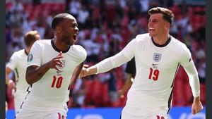 Sterling, tras marcar su gol en Wembley.