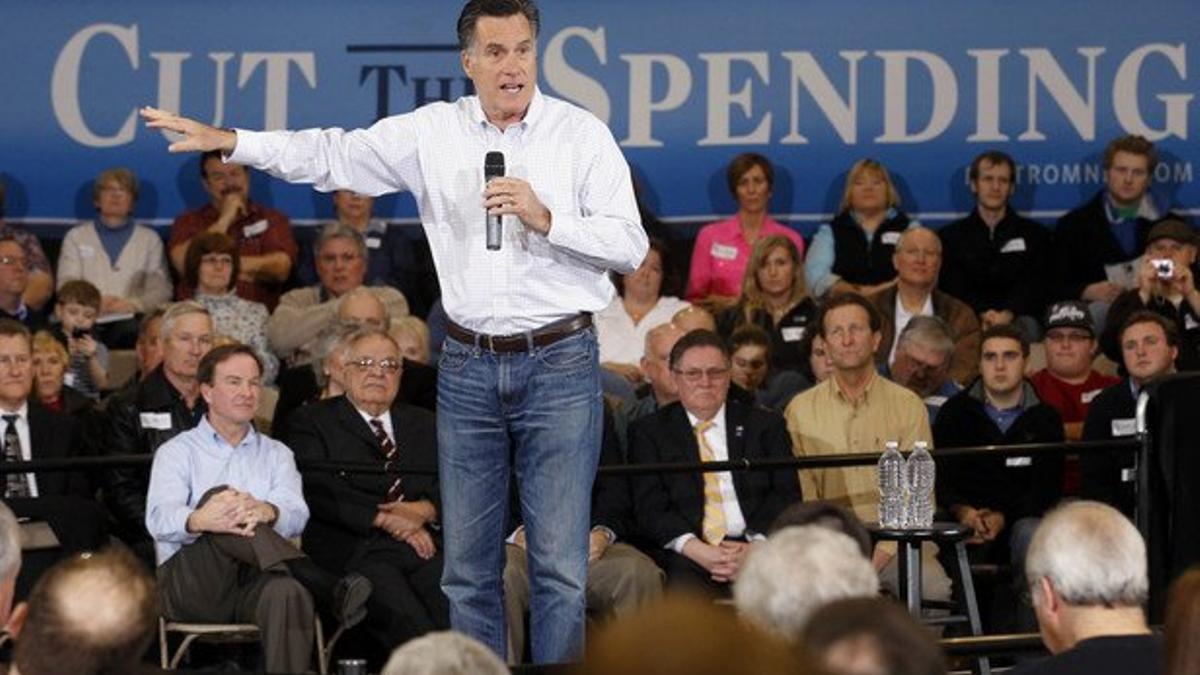 Mitt Romney, en un acto electoral en una fábrica de Michigan, el pasado 21 de febrero.
