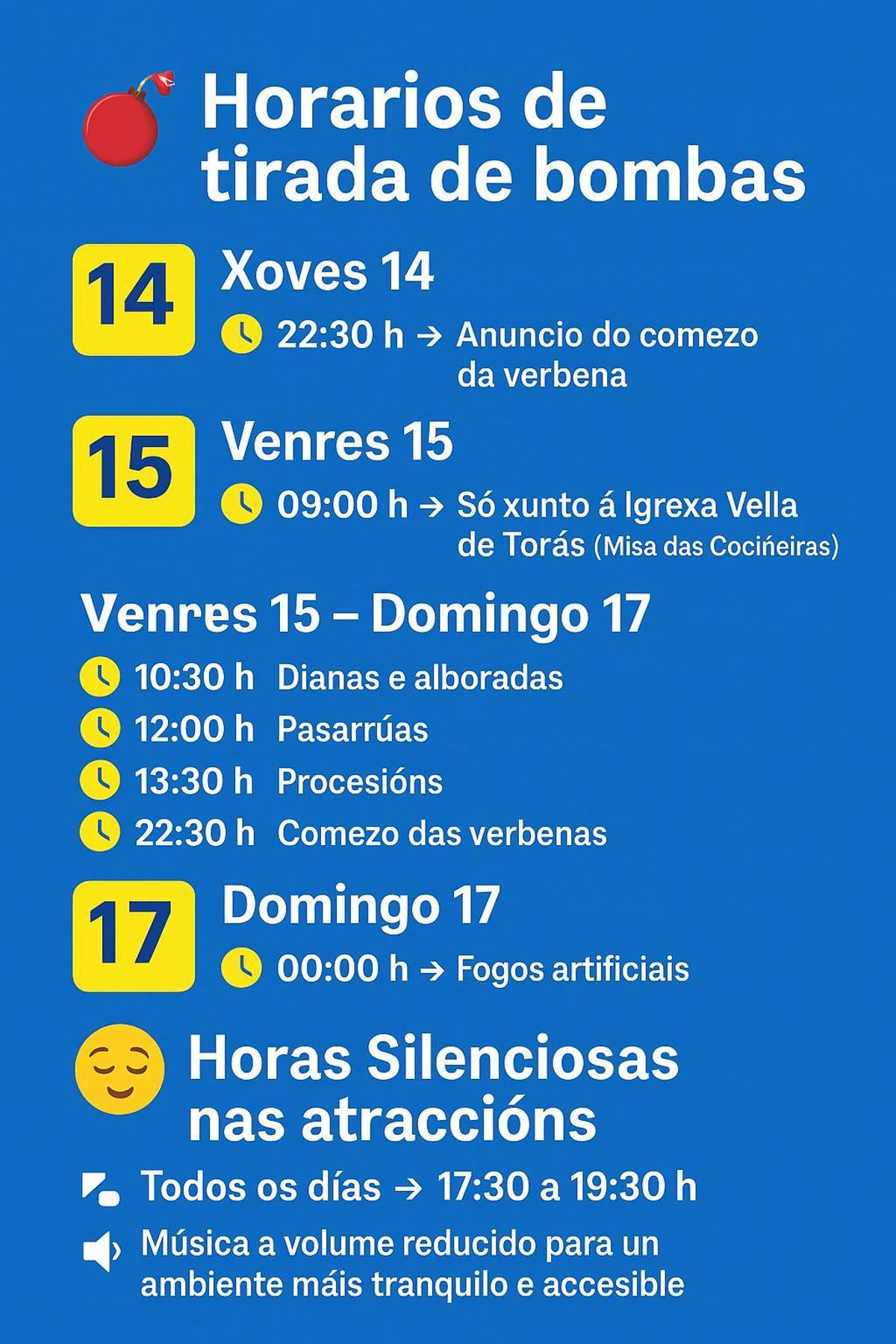 Cartel informativo sobre horario de tirada de bombas