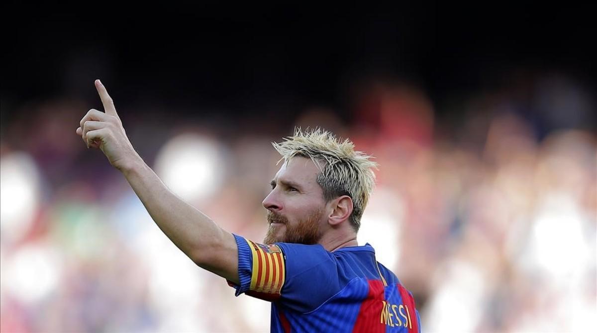 Messi celebra un gol frente al Betis