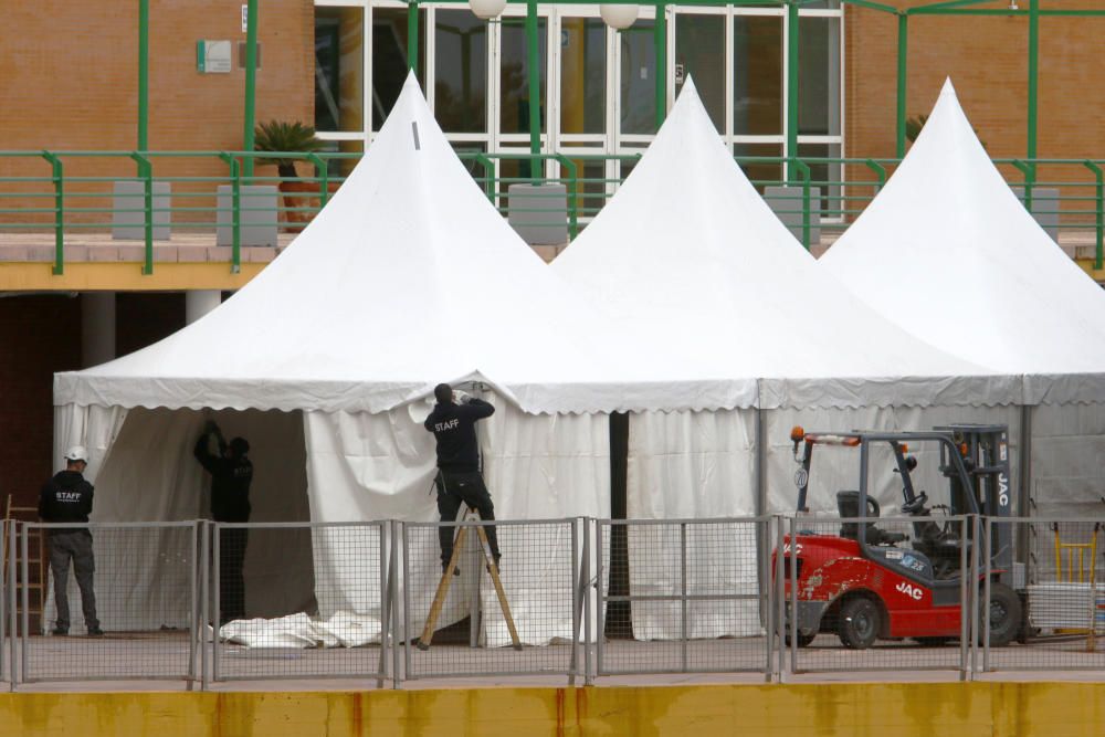 Las obras de acondicionamiento de la ciudad deportiva de Carranque como hospital de campaña continúan con la previsión de que finalicen en esta semana.