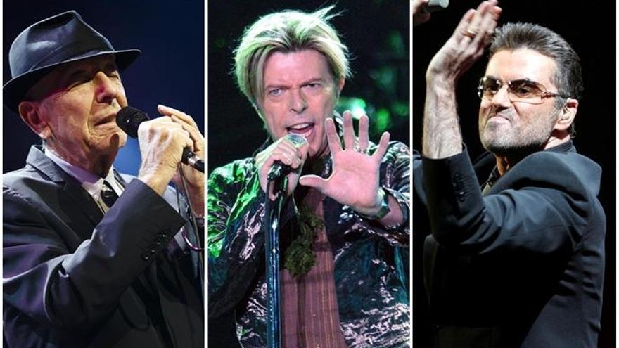 Leonard Cohen, David Bowie y George Michael, fallecidos en 2016