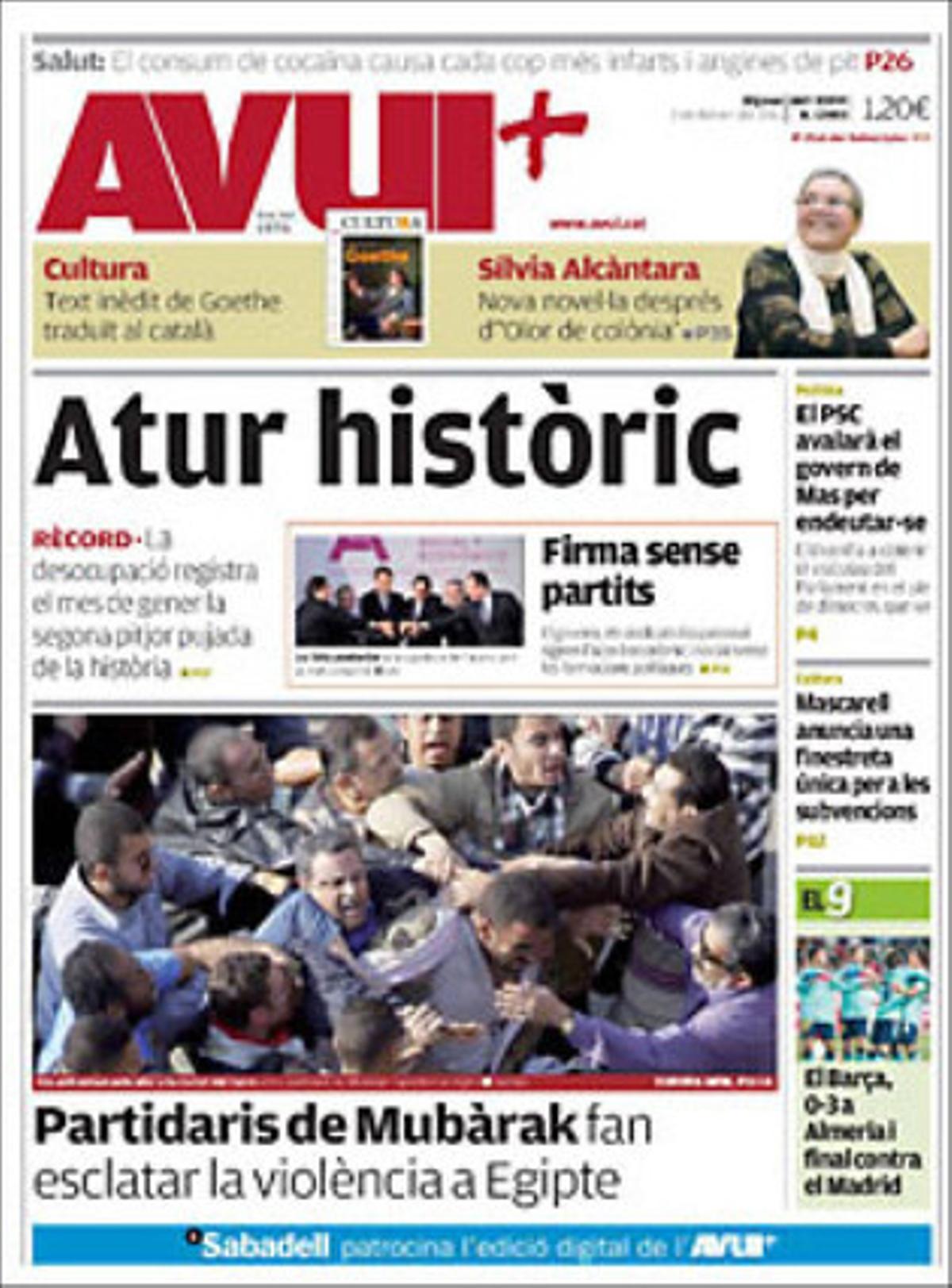 ’Avui’ explica a dins que la Generalitat suprimeix totes les subvencions als casals catalans a l’estranger, que creix el nombre d’infarts entre els consumidors de cocaïna i que la caça amb arc de senglars a Collserola exigirà un tret precís des de 10 metres.