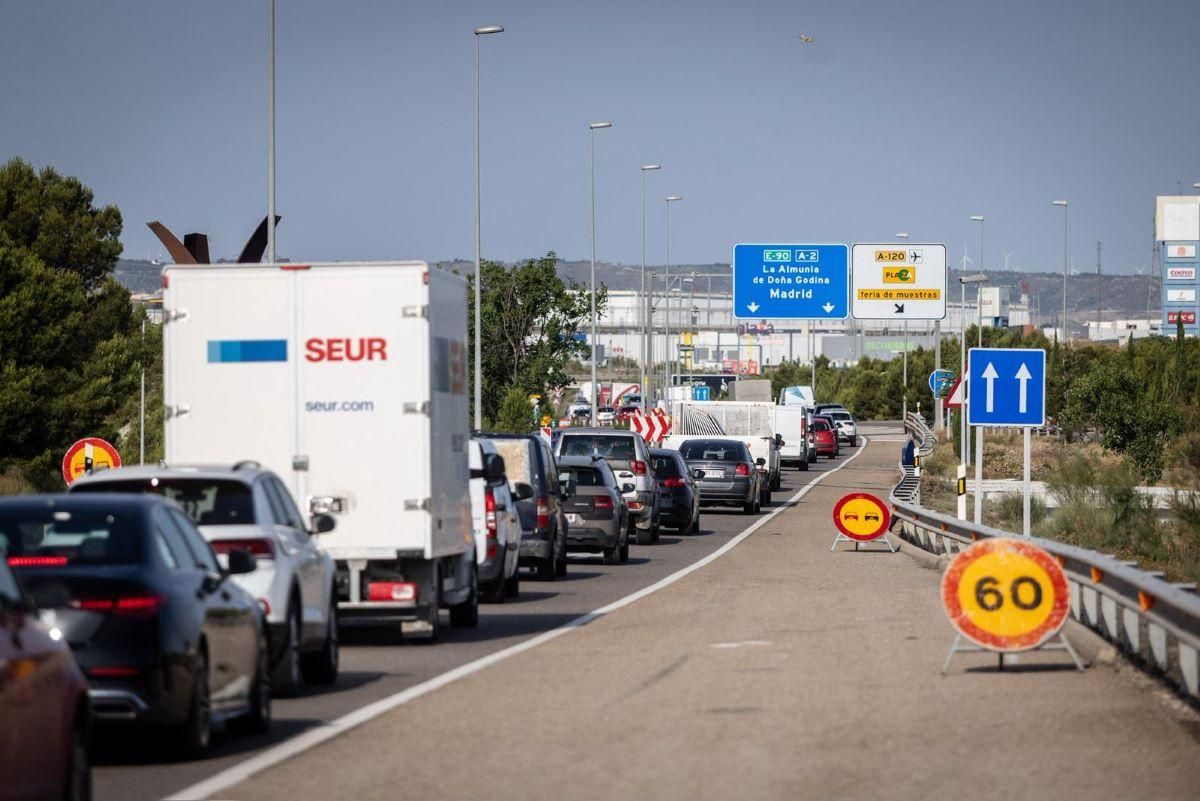 Retenciones en lods accesos a Plaza por obras en la A-2