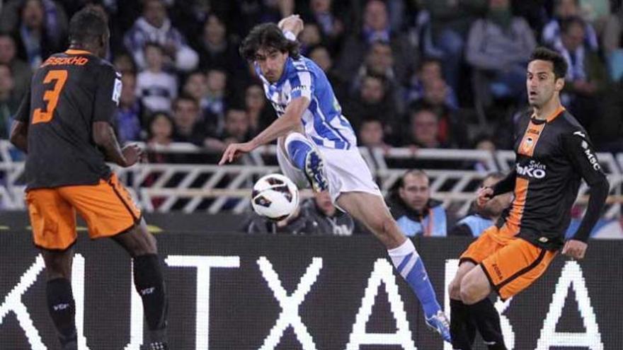 La Real Sociedad vence al Valencia en Anoeta.