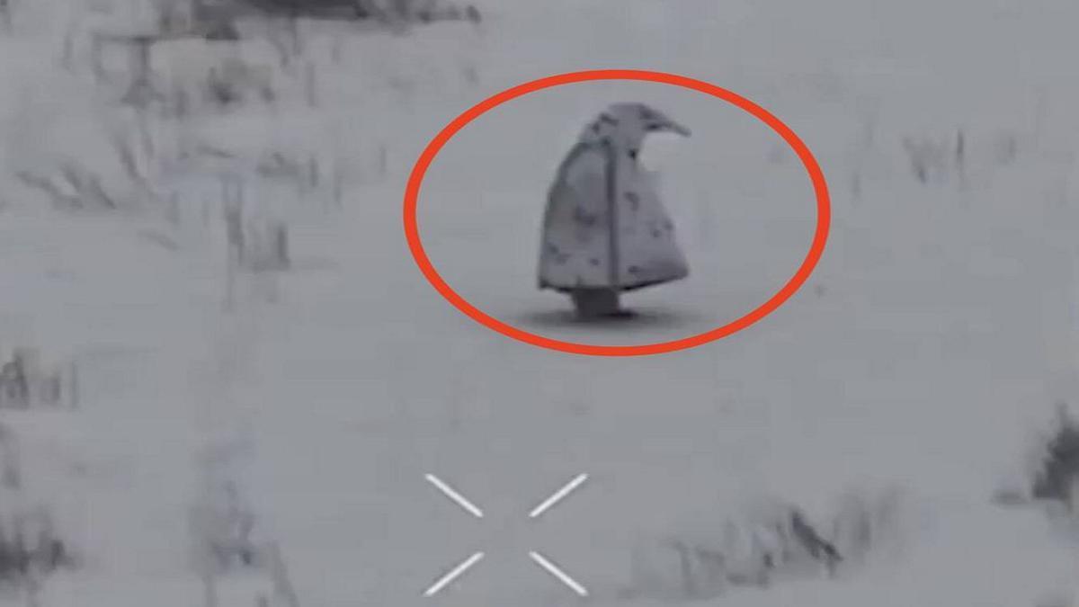 Así luce el disfraz de pingüino de la armada rusa, detectado por una grabación operativa ucraniana