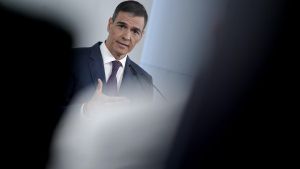 Pedro Sánchez durante su comparecencia para informar sobre el apagón eléctrico.