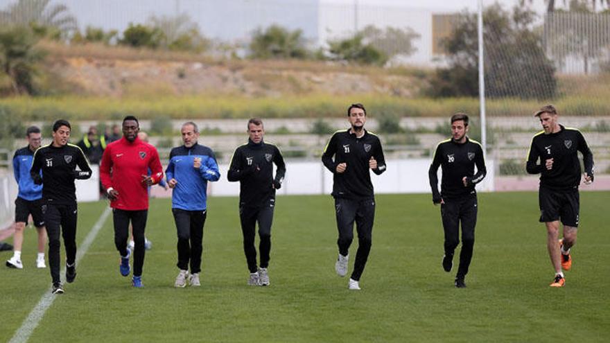 Imagen de un entrenamiento de esta semana en el &#039;Ciudad de Málaga&#039;.