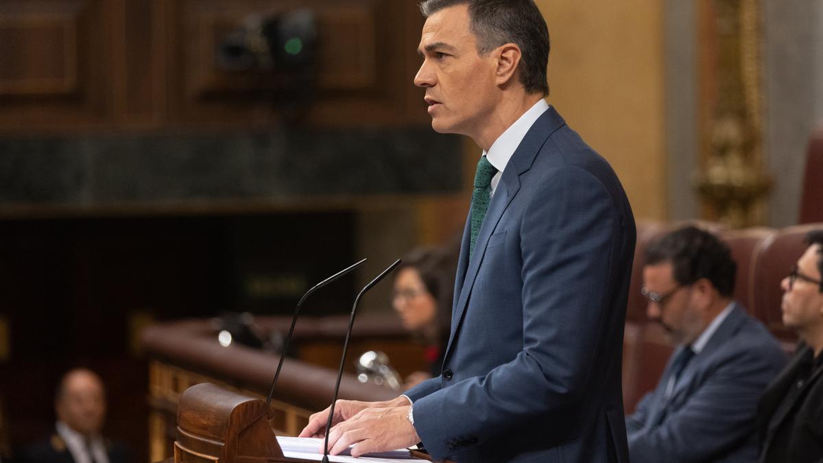 El presidente del Gobierno, Pedro Sánchez, comparece durante una sesión extraordinaria en el Congreso de los Diputados, a 17 de julio de 2024, en Madrid (España).