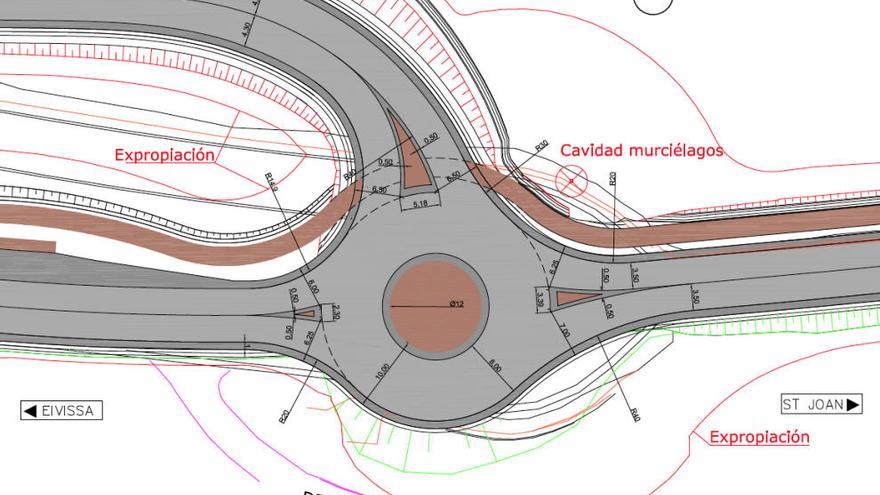 Plano de la modificación y de la situación de la cueva donde habitan los murciélagos.