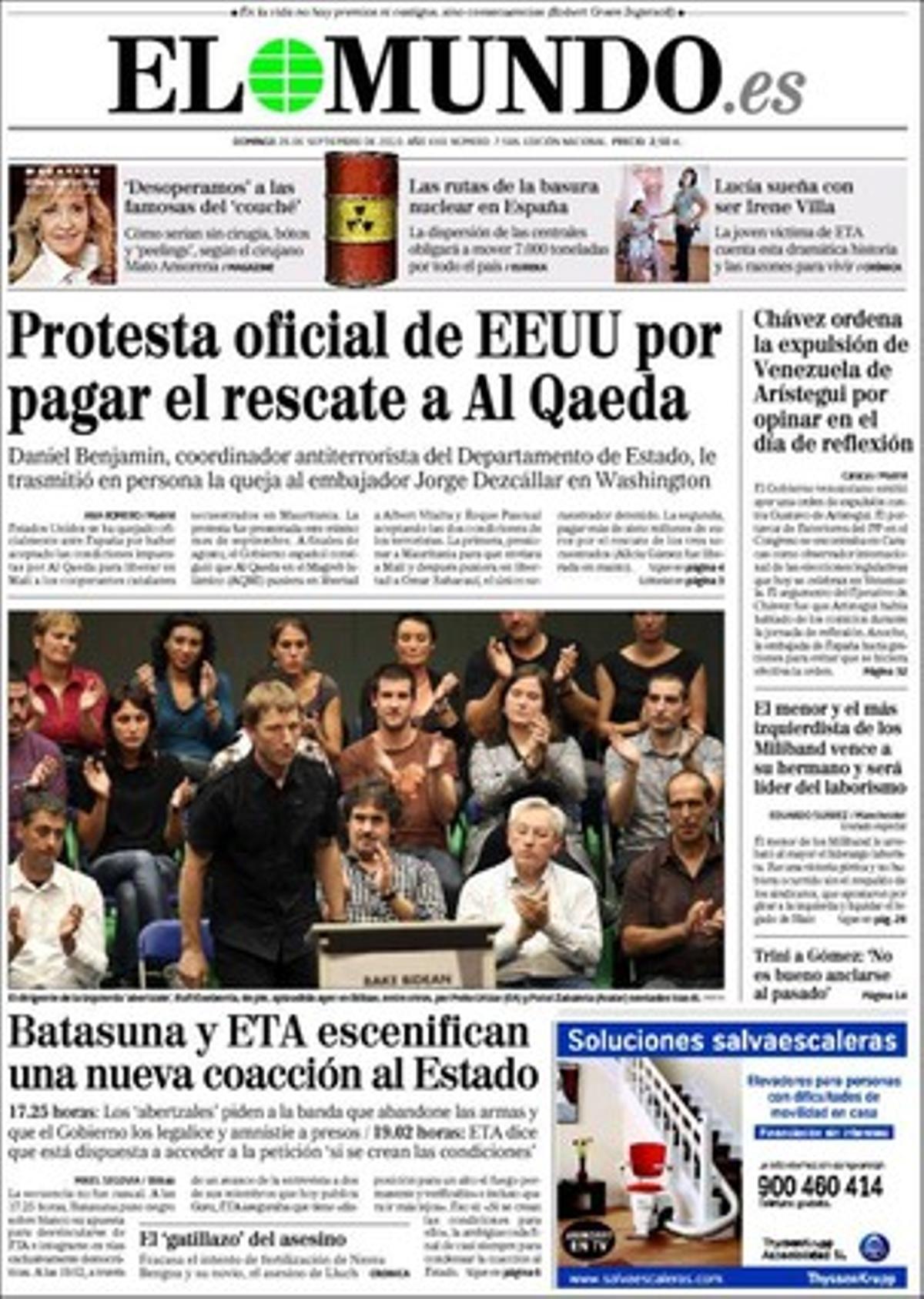 Portada d’’El Mundo’ 26/09/2010