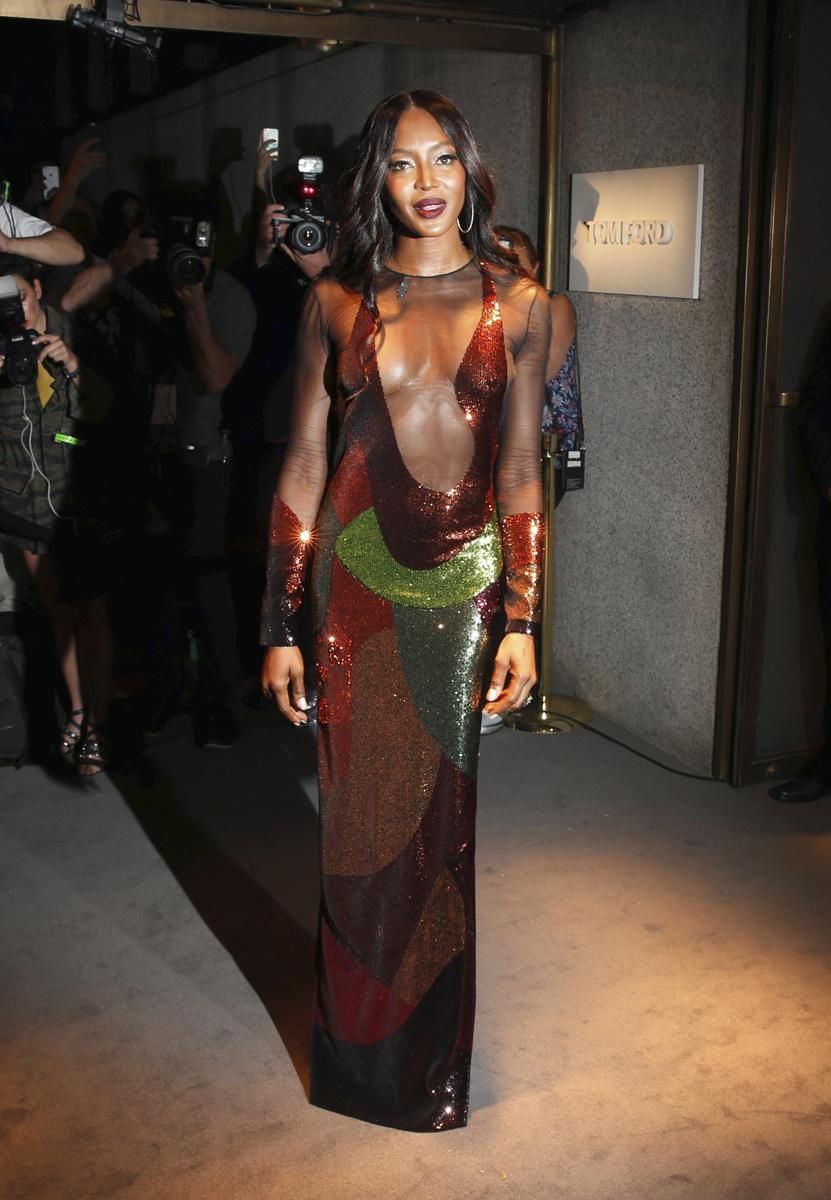 Naomi Campbell en el desfile de Tom Ford en Nueva York