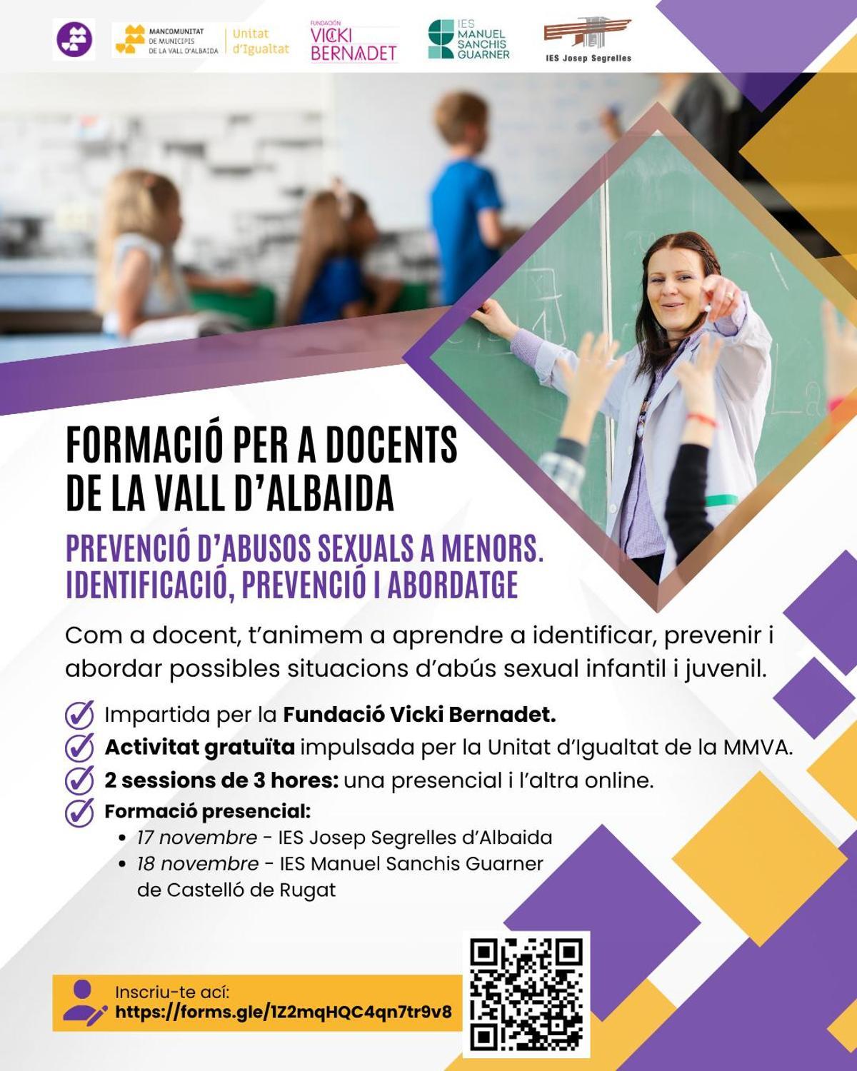 La Mancomunitat de la Vall oferta una formación gratuita en prevención de abusos sexuales a menores para personal docente
