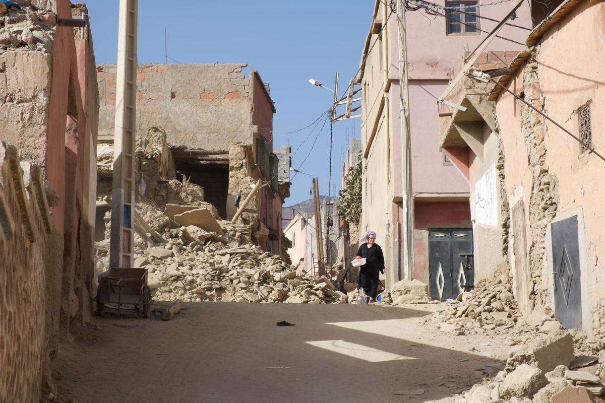 Los destrozos por el terremoto en el centro de Amizmiz (Marruecos)