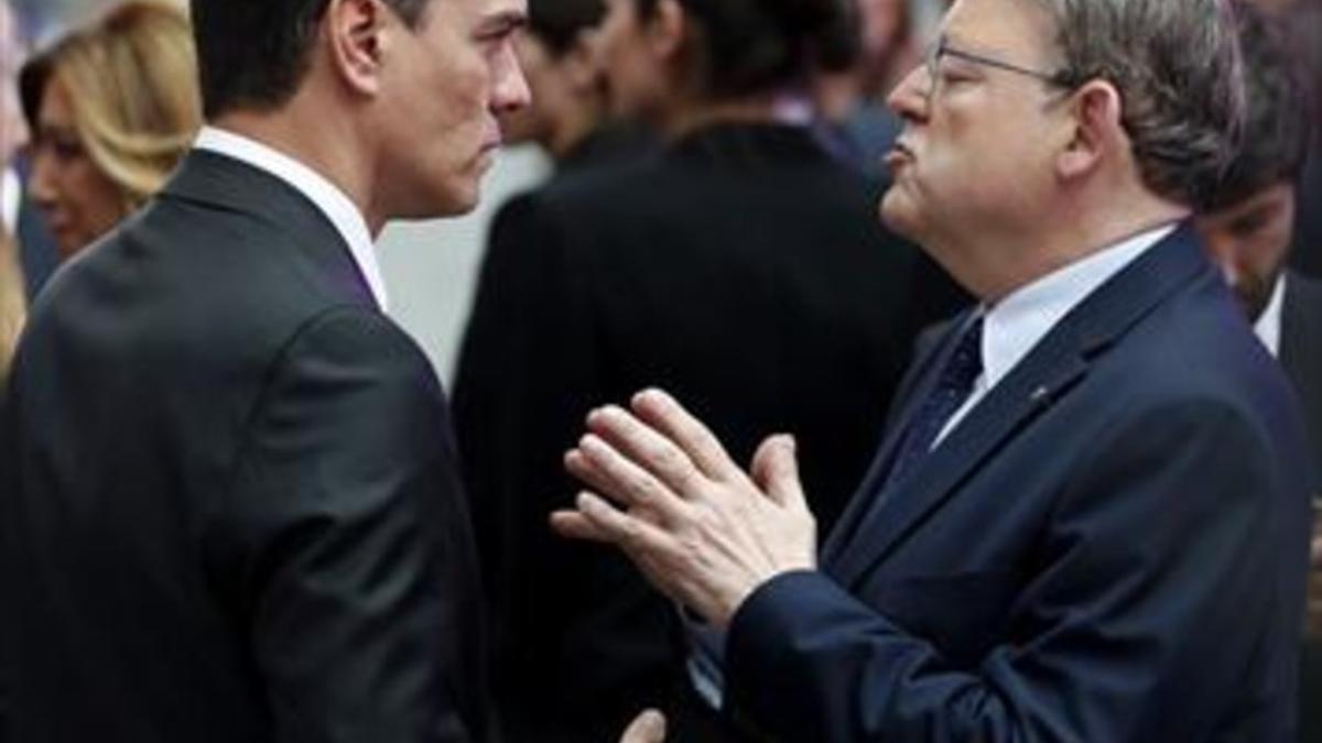El líder del PSOE, Pedro Sánchez, y el presidente valenciano, Ximo Puig, el pasado día 5, en Madrid.