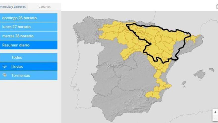 La CHE alerta sobre posibles crecidas del río Ebro debido a la alerta amarilla por lluvias y tormentas