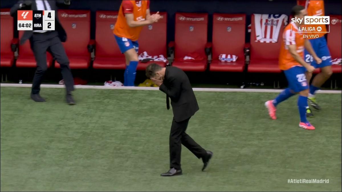 Simeone, emocionado tras el cuarto gol del Atlético al Madrid