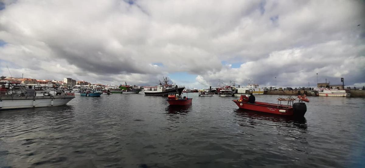 La protesta desplegada por la flota en O Corgo (O Grove).