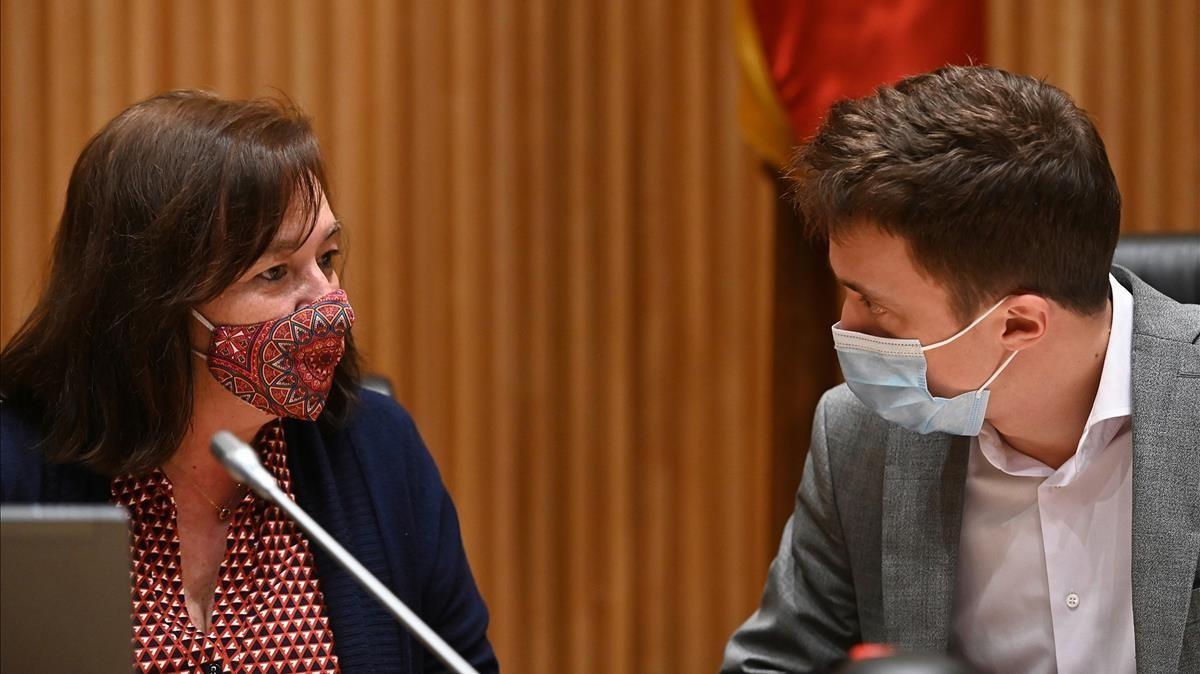 MADRID 22 12 2020 -La presidenta de la Autoridad Independiente de Responsabilidad Fiscal (AIReF) Cristina Herrero y el diputado de Mas Pais Inigo Errejon durante la compareceencia en la comision del Congreso de Los Diputados esta tarde en Madrid - EFE Fernando Villar POOL MADRID 22 12 2020 -La presidenta de la Autoridad Independiente de Responsabilidad Fiscal (AIReF) Cristina Herrero y el diputado de Mas Pais Inigo Errejon durante la compareceencia en la comision del Congreso de Los Diputados esta tarde en Madrid - EFE Fernando Villar POOL