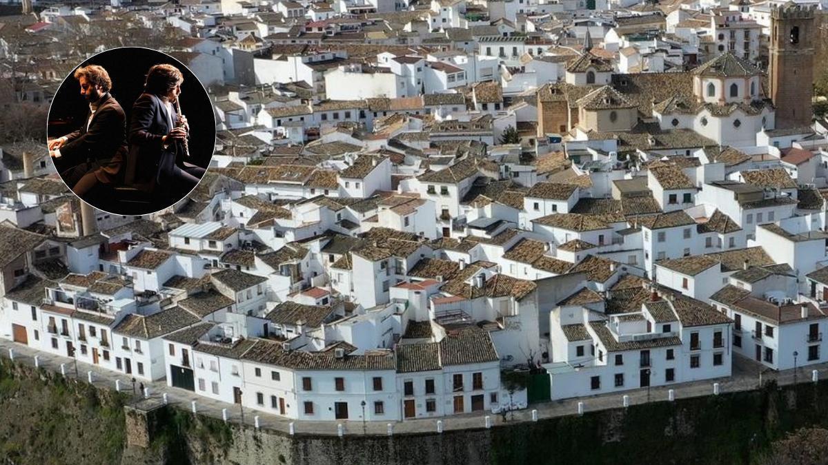 Vista de Priego de Córdoba y una imagen de Chico Pérez y Sergio de Lope, protagonistas de la primera jornada.