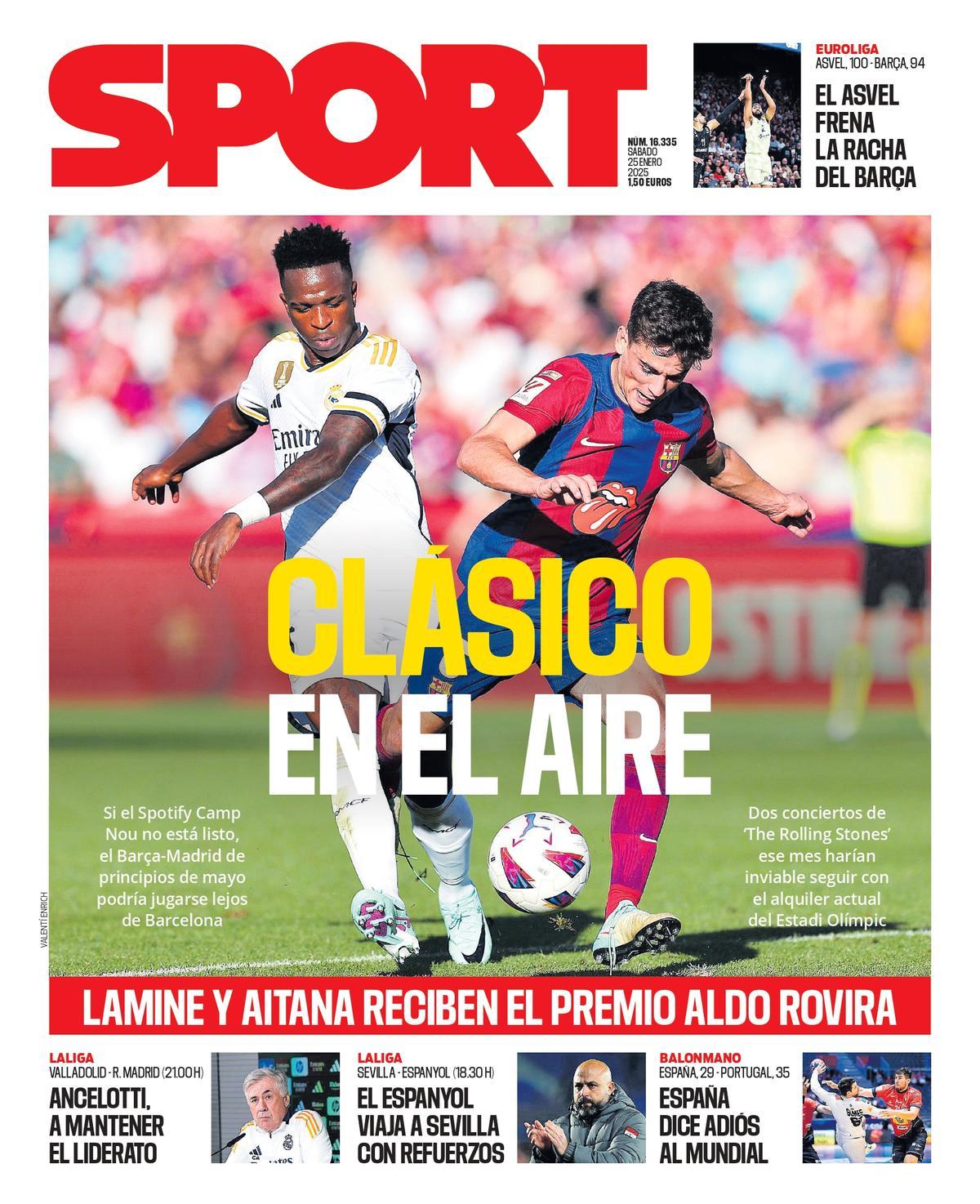 La portada SPORT de hoy, sábado 25 de enero de 2025
