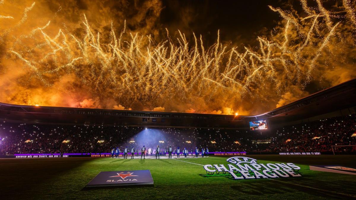 El estadio del Slavia, antes del partido ante el Athletic