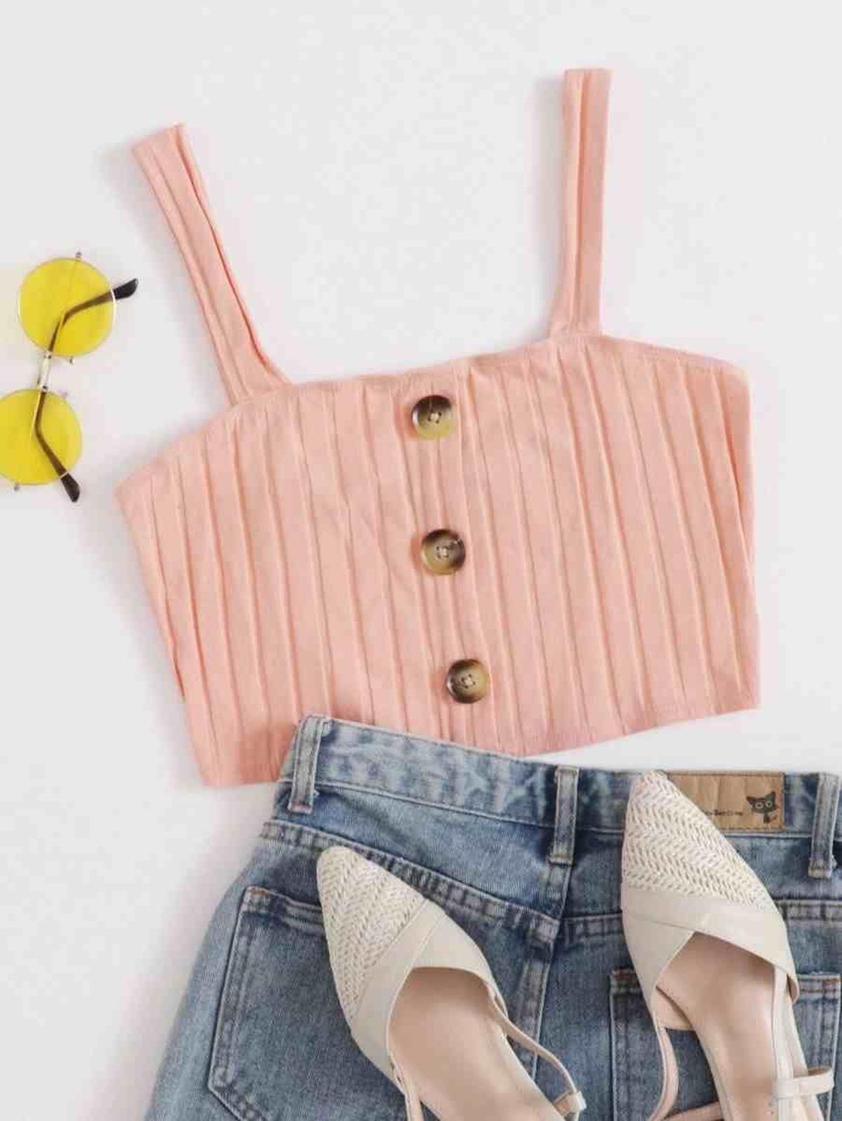 Crop top de canalé con tirantes