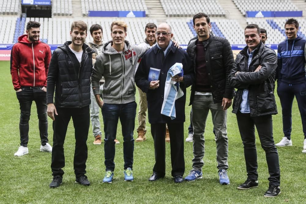 El Oviedo presenta su acuerdo de patrocinio con Interprotección en el Carlos Tartiere