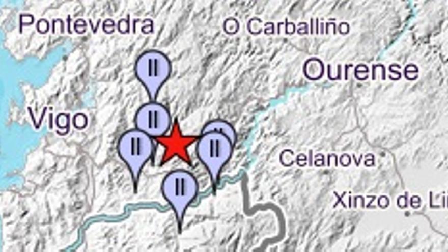 Localidades en las que se sintió el terremoto de Covelo.