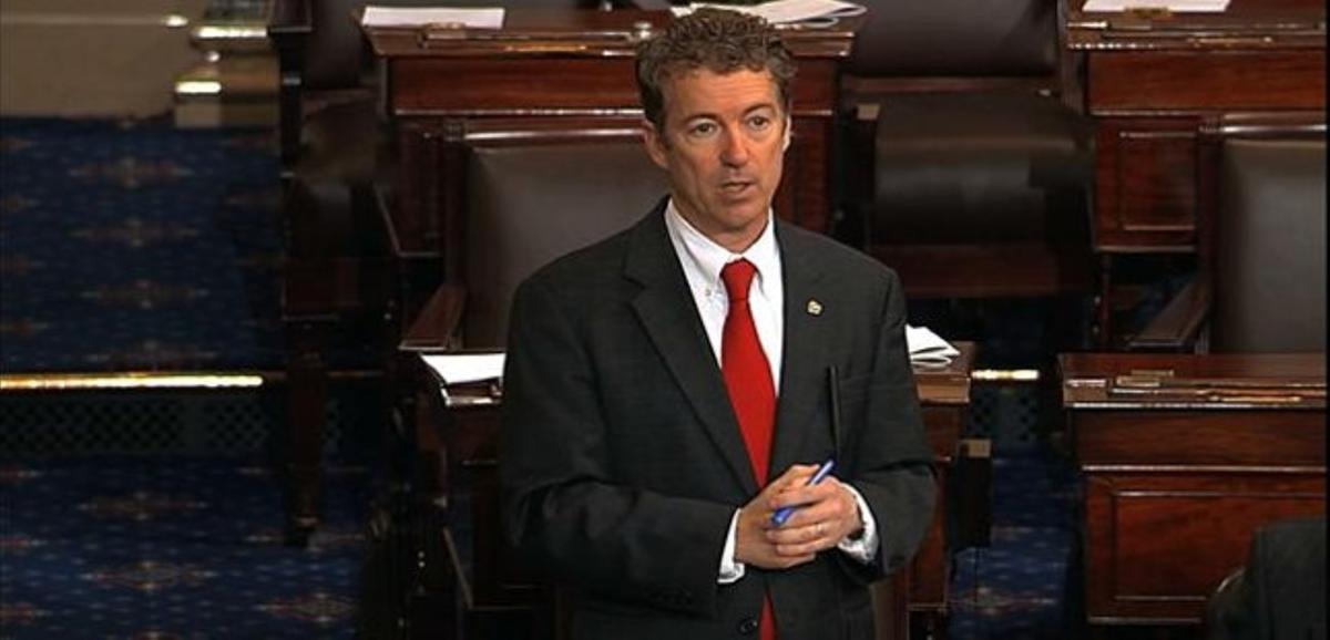 Rand Paul, durante su extenso discurso en el Senado, este miércoles en Washington.