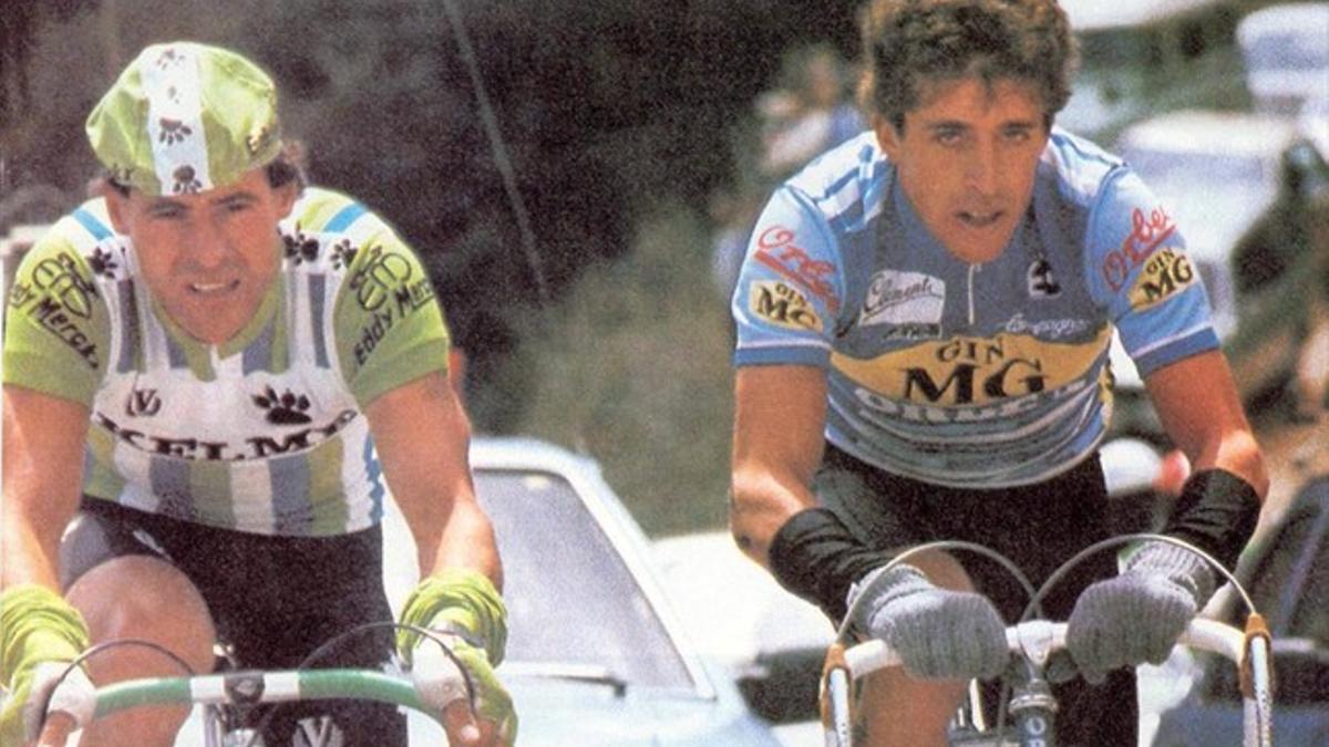 Delgado y Recio, durante la fuga del 11 de mayo de 1985 que le daría la Vuelta a Perico.