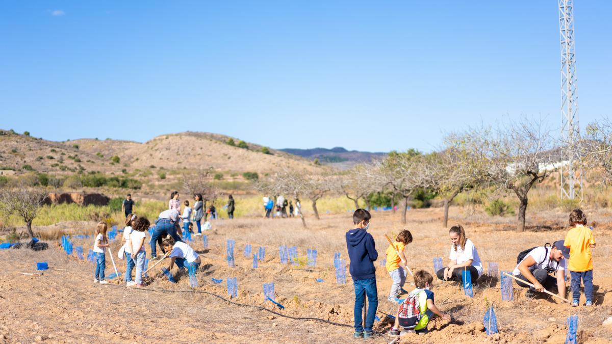 Voluntarios de Creect y Repsol este fin de semana en Perín.