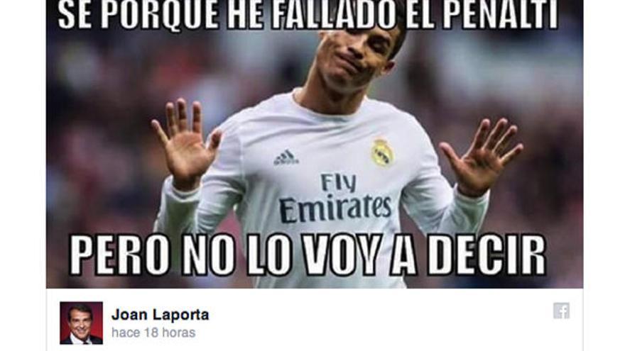 Laporta se cachondea en redes del penalti fallado por Cristiano