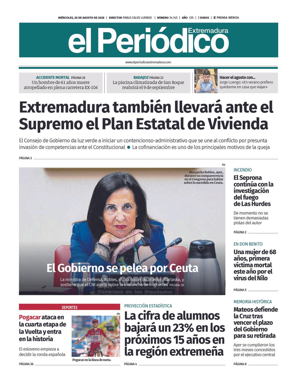 Consulta la portada correspondiente al día 26 de agosto de 2026