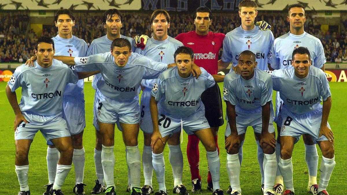 Once inicial del Celta ante el Brujas en Champions League en 2003.
