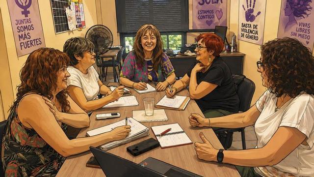 Dibujo ilustrado del equipo del servicio.