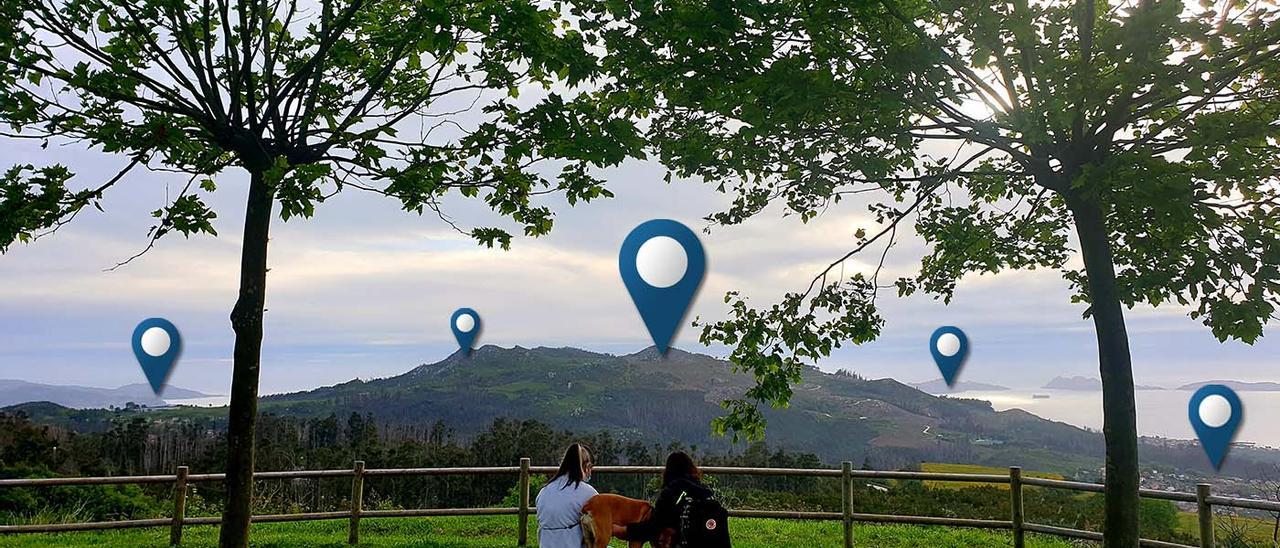 Vista de la ría de Vigo, Monte Alba y Cepudo