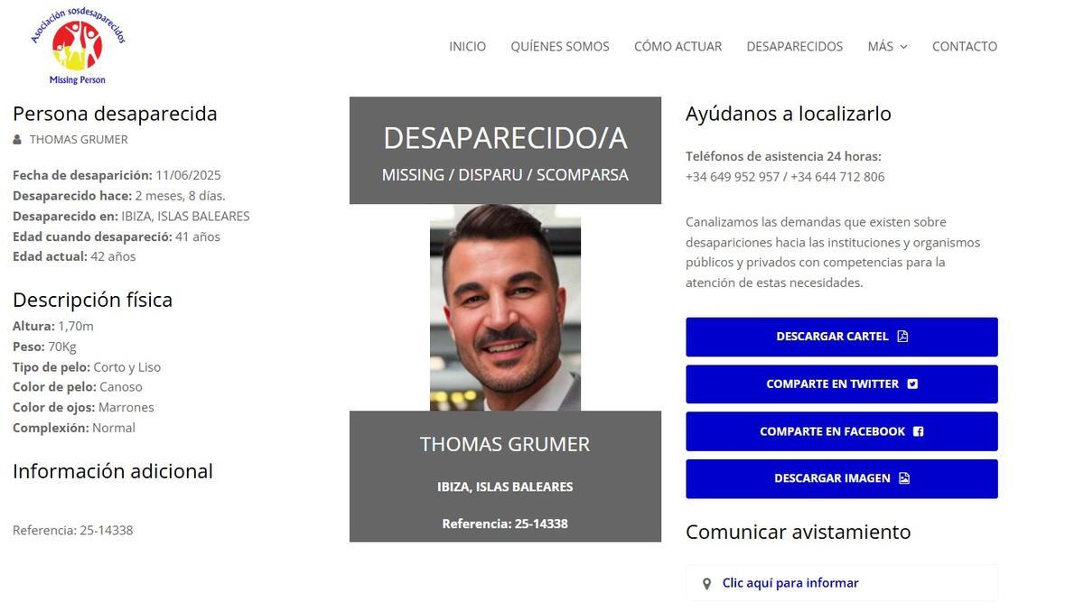 Fotografía del hombre desaparecido.