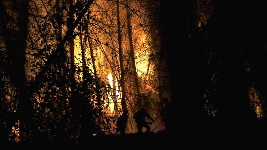 Tareas de extinción de medios terrestres en el incendio de Tàrbena