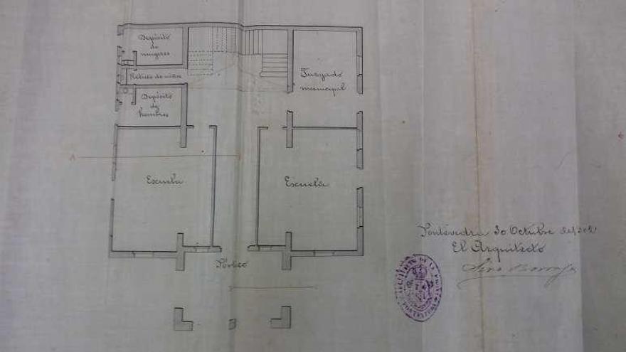 Otro plano del edificio que contemplaba escuela. // Cedida A. Cidrás