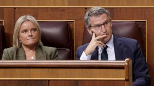 Marimar Blanco y Alberto Núñez Feijóo. Comparecencia de Pedro Sánchez en el Congreso de los Diputados.