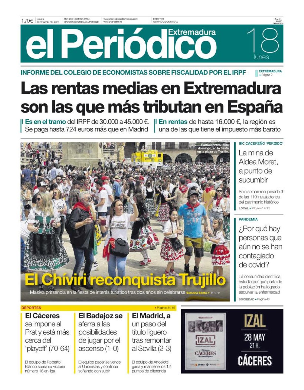 Consulta la portada correspondiente al día 18 de abril del 2022
