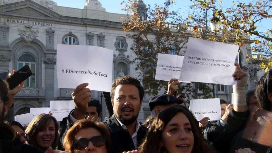 Protesta de periodistas, esta semana ante el Tribunal Supremo en Madrid.