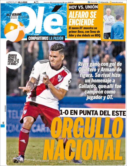 Portada OLÉ miércoles 16 enero 2019