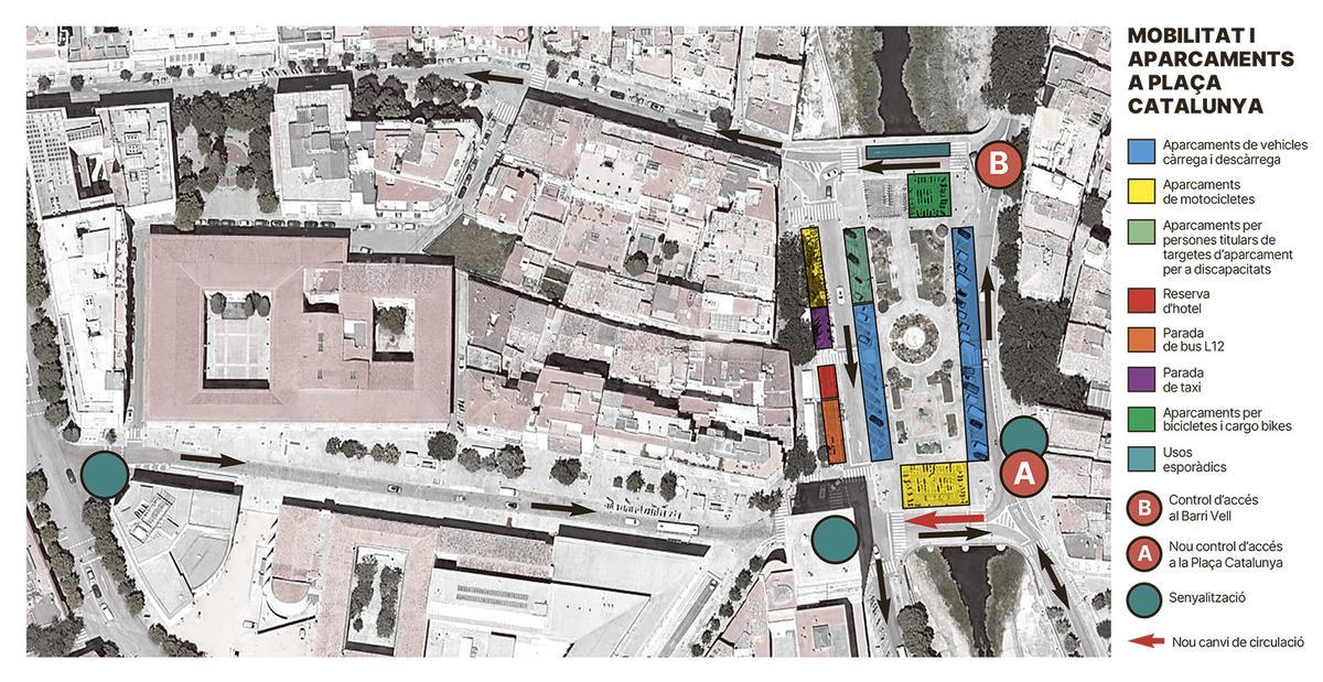 Així es preveu que sigui la mobilitat i els aparcaments de la plaça de Catalunya.