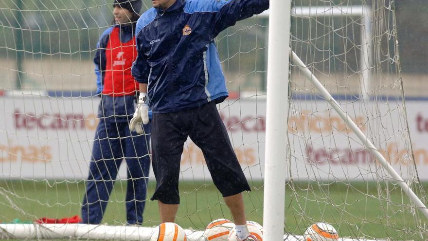 Dani Mallo, en un entrenamiento en Abegondo